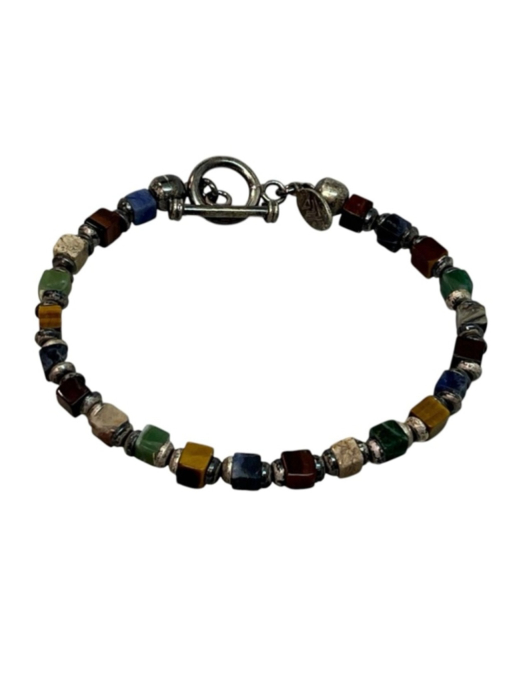 Silpada 925 Sterling Silver Multi Stone Cube Bracelet Toggle Clasp 2421